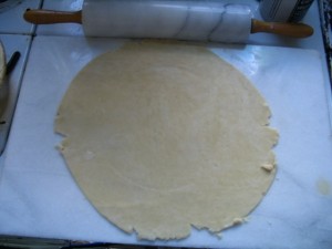 Rolling out dough for a pie crust