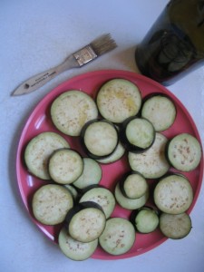 Eggplant Slices brushed with Olive Oil
