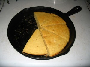 Cornbread hot from the oven